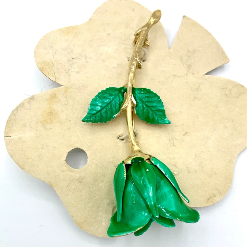 Lot of 3 Non Precious Metal Rose Leave Pins / Brooches / Vintage / Jewelry Set - Picture 9 of 11